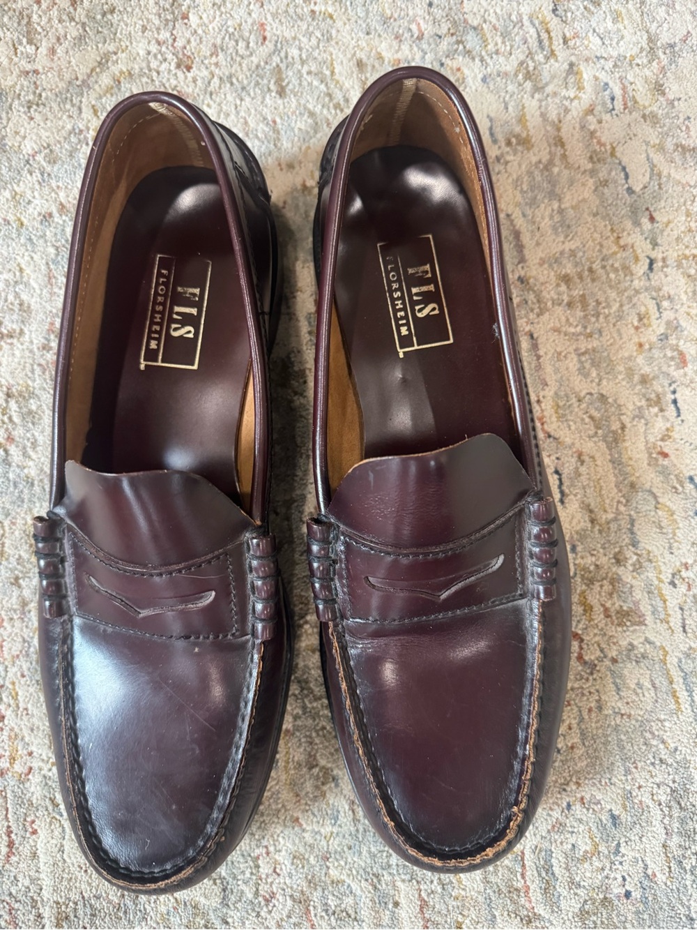 Florsheim Men’s Burgundy Leather Penny Loafers Size 10D